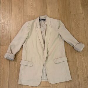 Zara Beige Tailored Blazer Size M Classic Chic